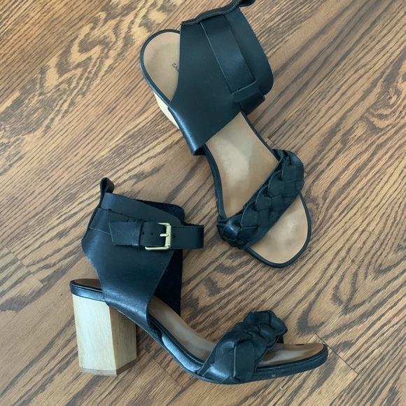 Zara braided strap block heel sandals 39